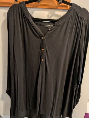 Lane Bryant Black Henley-Style Shirt